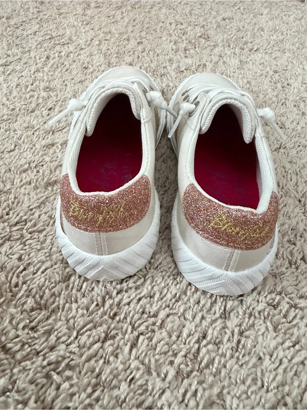 Blowfish Kids Sneakers in White with Gold and Pink Glitter Accents